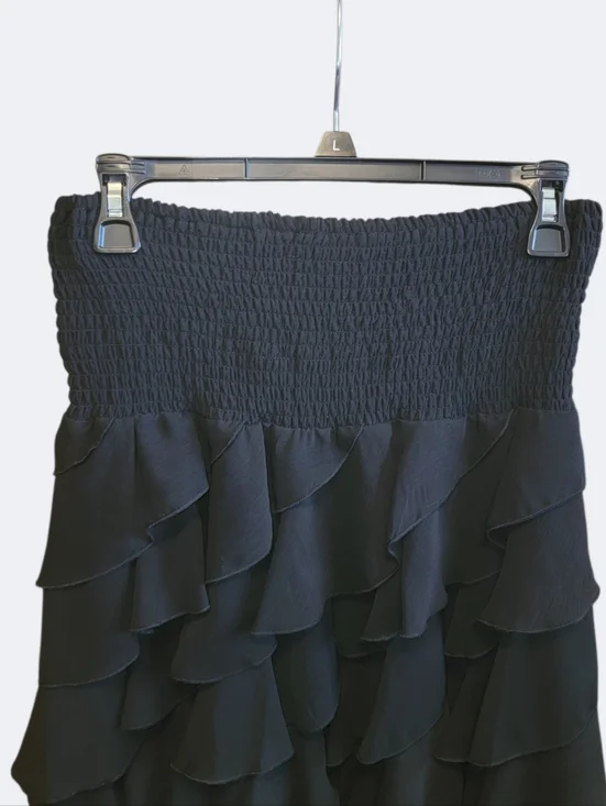 Whimsical Black Dress Skirt Sheer Lined Long Women's Flowy Skirt MSK Size M - Picture 4 of 6